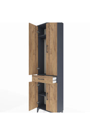 Arges Dolap 3 Raflı Tek Çekmeceli Tek Askılı 60x30x221 Antrasit-Çam