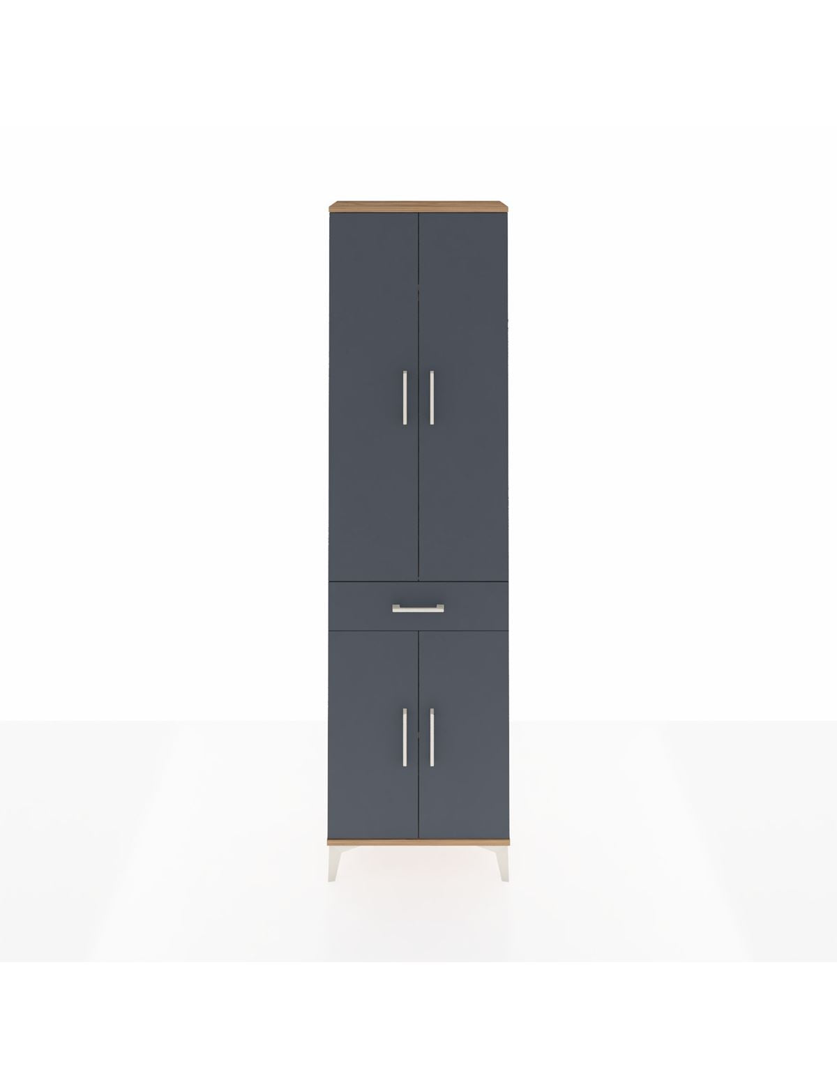 Arges Dolap 3 Raflı Tek Çekmeceli Tek Askılı 60x30x221 Çam-Antrasit