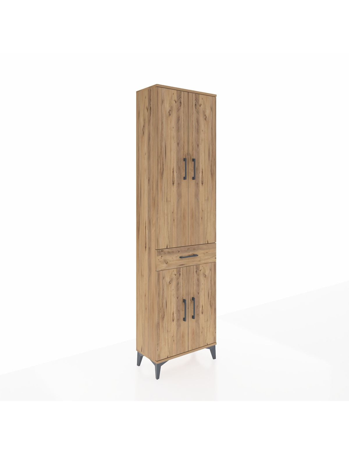 Arges Dolap 3 Raflı Tek Çekmeceli Tek Askılı 60x30x221 Çam-Çam