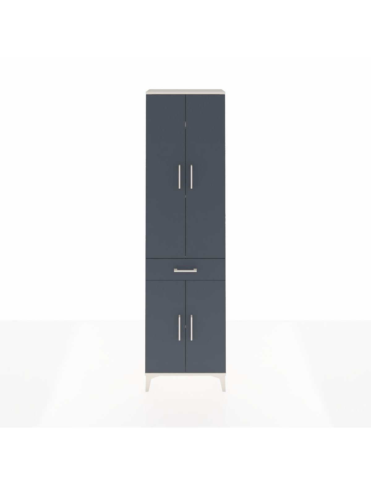 Arges Dolap 4 Raflı Tek Çekmeceli 4 Kapaklı 60x30x221 Aytaşı-Antrasit