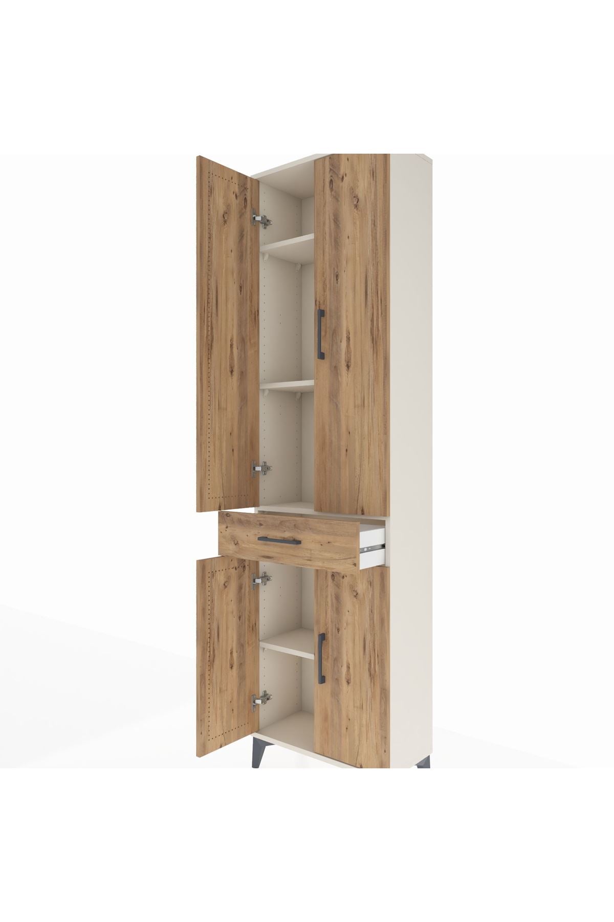 Arges Dolap 4 Raflı Tek Çekmeceli 4 Kapaklı 60x30x221 Aytaşı-Çam