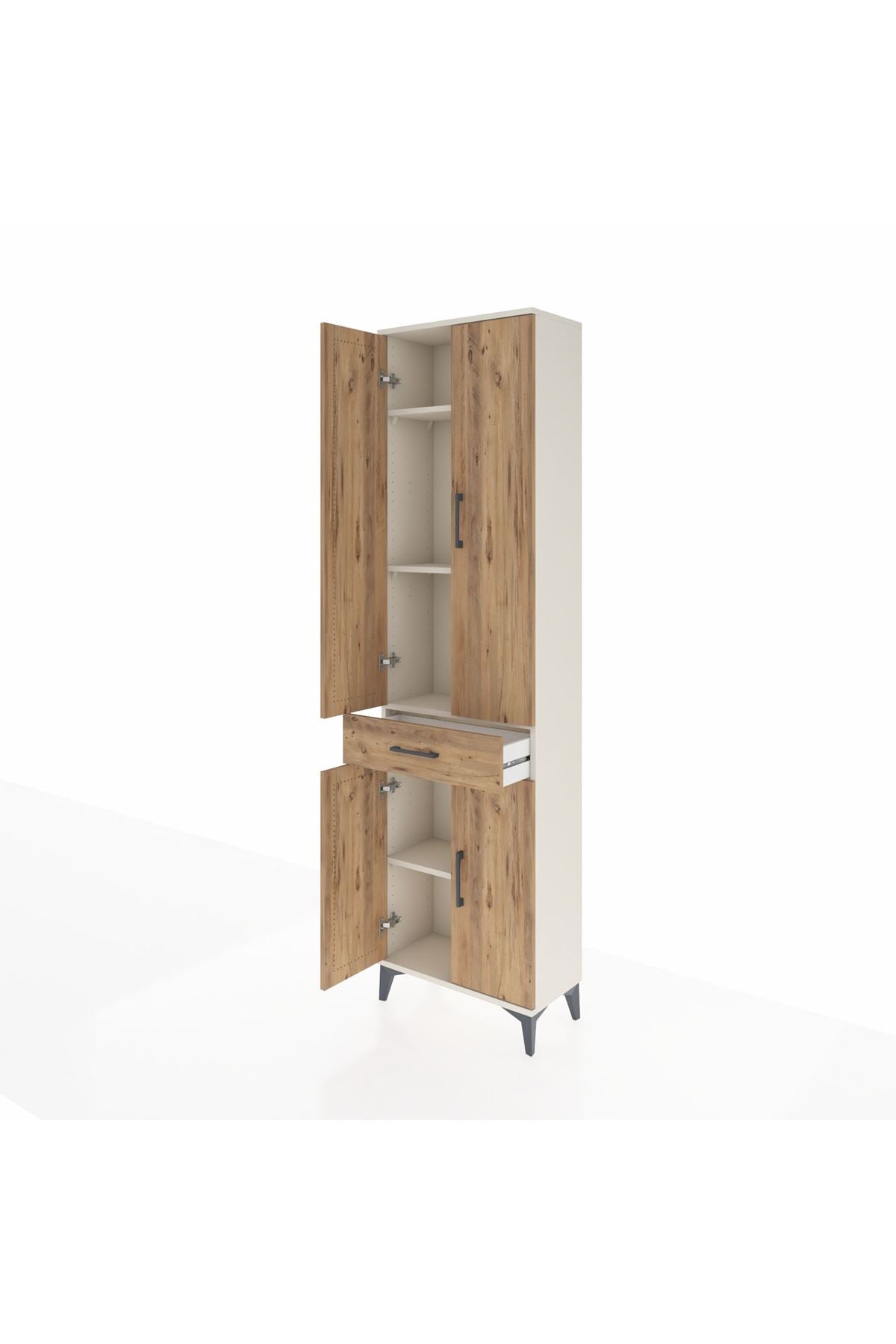 Arges Dolap 4 Raflı Tek Çekmeceli 4 Kapaklı 60x30x221 Aytaşı-Çam