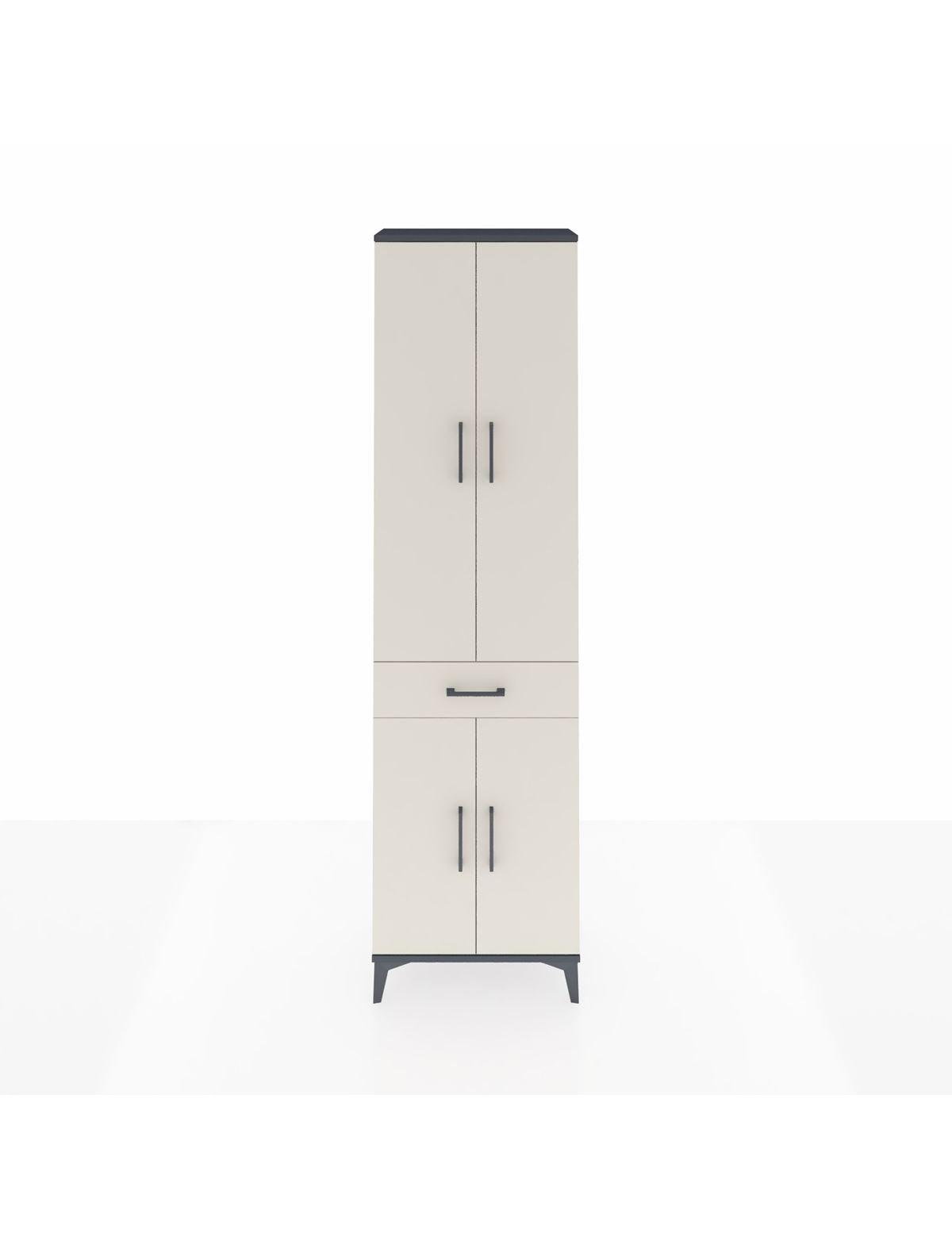 Arges Dolap 4 Raflı Tek Çekmeceli 4 Kapaklı 60x30x221 Antrasit-Aytaşı