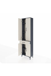 Arges Dolap 4 Raflı Tek Çekmeceli 4 Kapaklı 60x30x221 Antrasit-Aytaşı