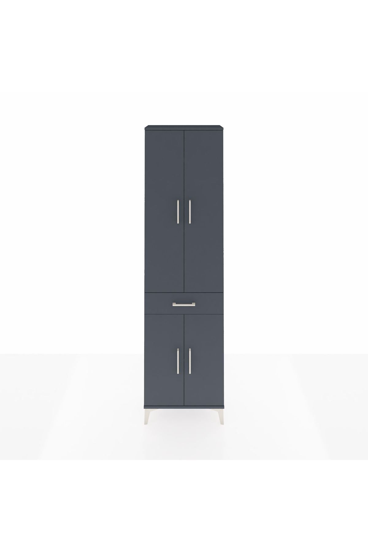 Arges Dolap 4 Raflı Tek Çekmeceli 4 Kapaklı 60x30x221 Antrasit-Antrasit