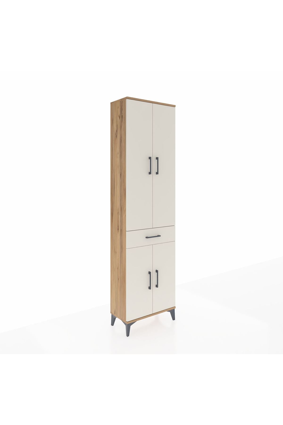 Arges Dolap 4 Raflı Tek Çekmeceli 4 Kapaklı 60x30x221 Çam-Aytaşı