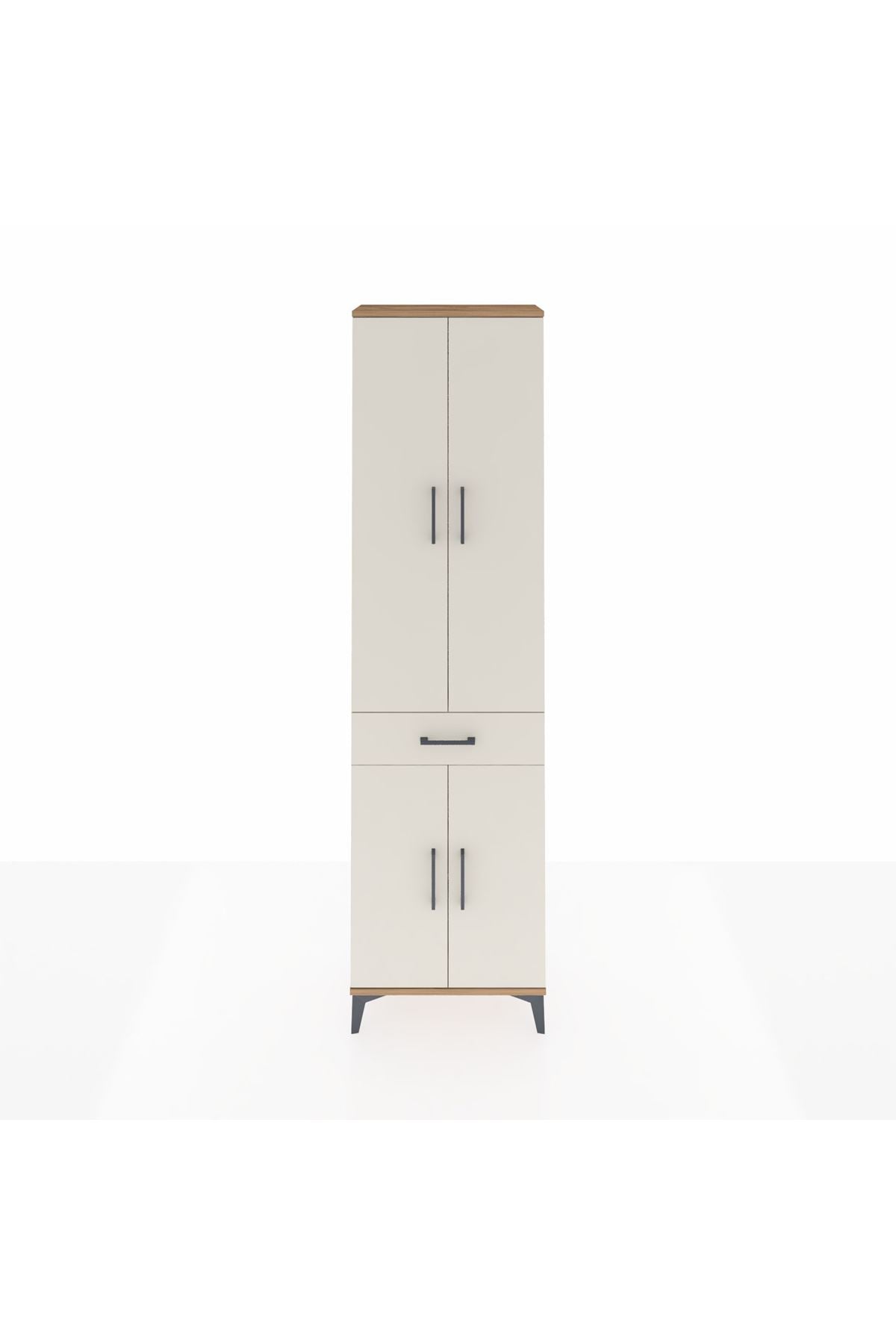 Arges Dolap 4 Raflı Tek Çekmeceli 4 Kapaklı 60x30x221 Çam-Aytaşı