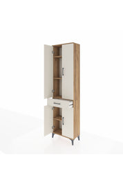 Arges Dolap 4 Raflı Tek Çekmeceli 4 Kapaklı 60x30x221 Çam-Aytaşı