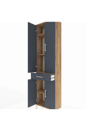 Arges Dolap 4 Raflı Tek Çekmeceli 4 Kapaklı 60x30x221 Çam-Antrasit