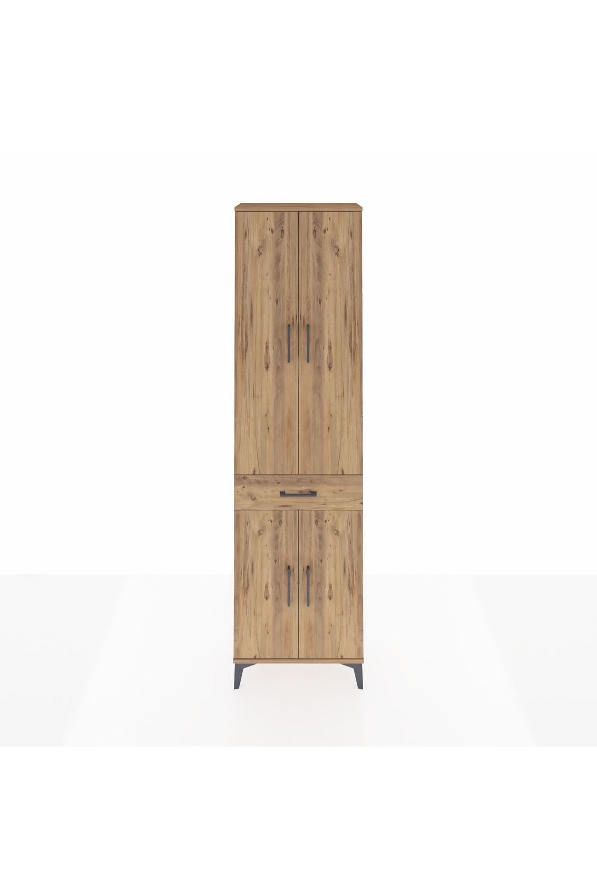 Arges Dolap 4 Raflı Tek Çekmeceli 4 Kapaklı 60x30x221 Çam-Çam