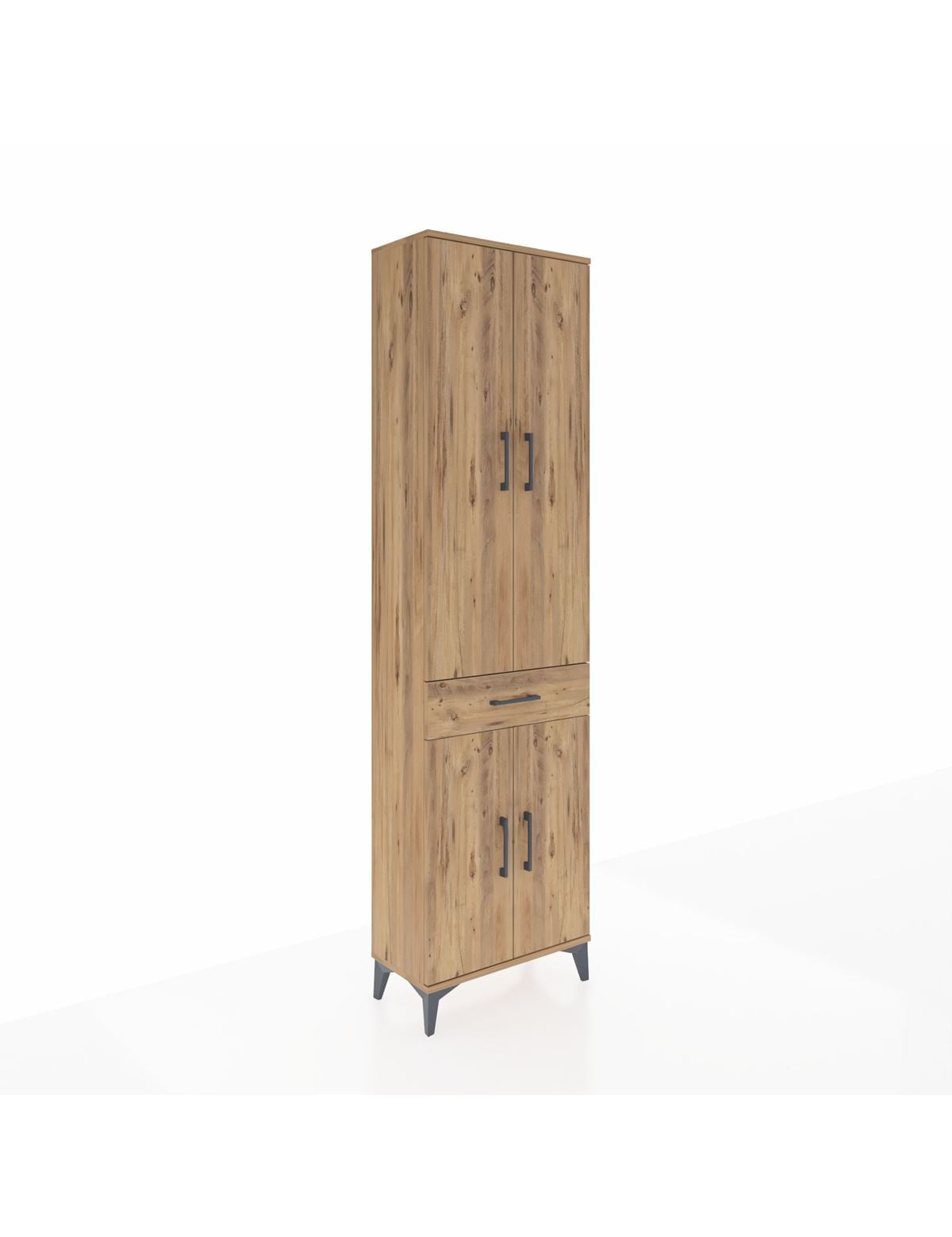 Arges Dolap 4 Raflı Tek Çekmeceli 4 Kapaklı 60x30x221 Çam-Çam