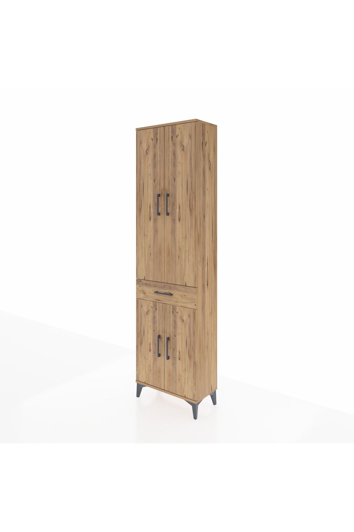 Arges Dolap 4 Raflı Tek Çekmeceli 4 Kapaklı 60x30x221 Çam-Çam