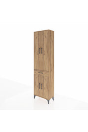 Arges Dolap 4 Raflı Tek Çekmeceli 4 Kapaklı 60x30x221 Çam-Çam