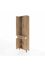 Arges Dolap 4 Raflı Tek Çekmeceli 4 Kapaklı 60x30x221 Çam-Çam