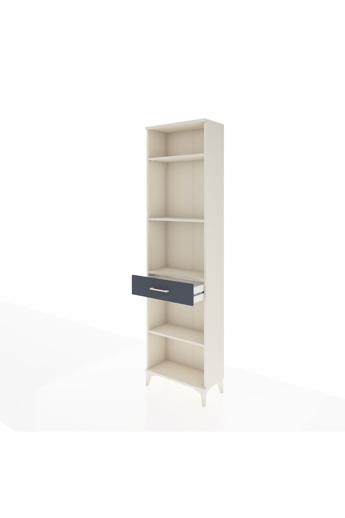 Arges Dolap 4 Raflı Tek Çekmeceli 60x30x221 Aytaşı-Antrasit