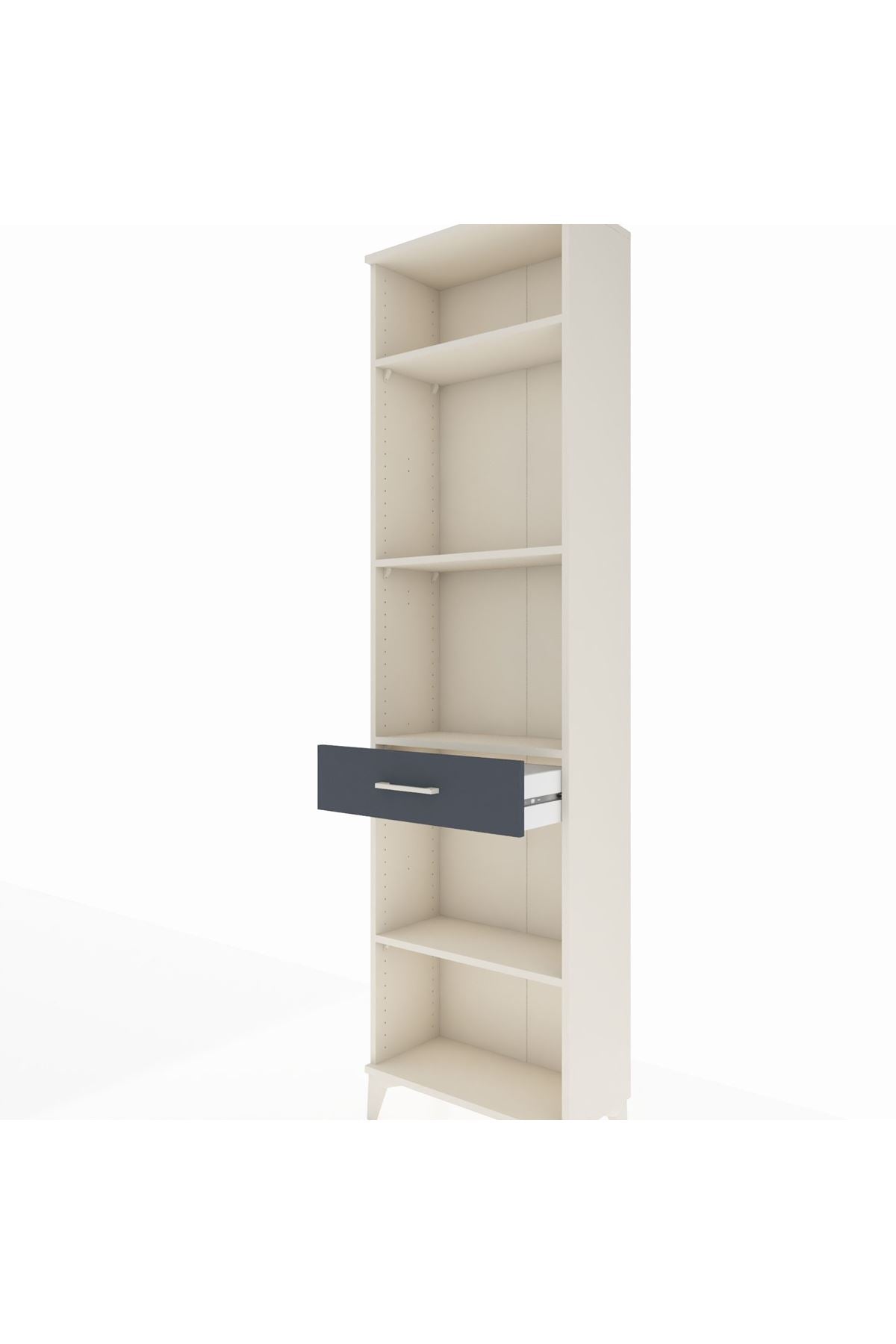 Arges Dolap 4 Raflı Tek Çekmeceli 60x30x221 Aytaşı-Antrasit