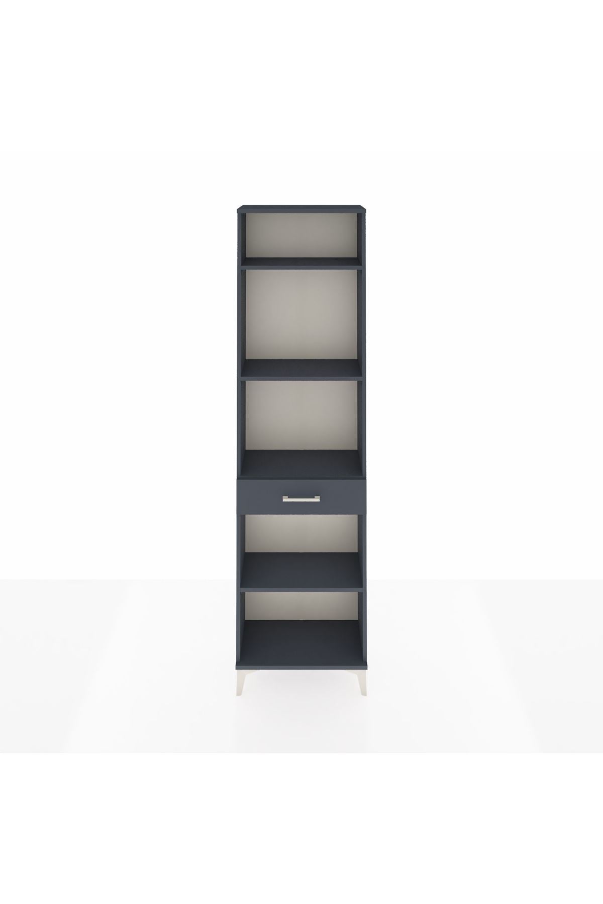 Arges Dolap 4 Raflı Tek Çekmeceli 60x30x221 Antrasit-Antrasit