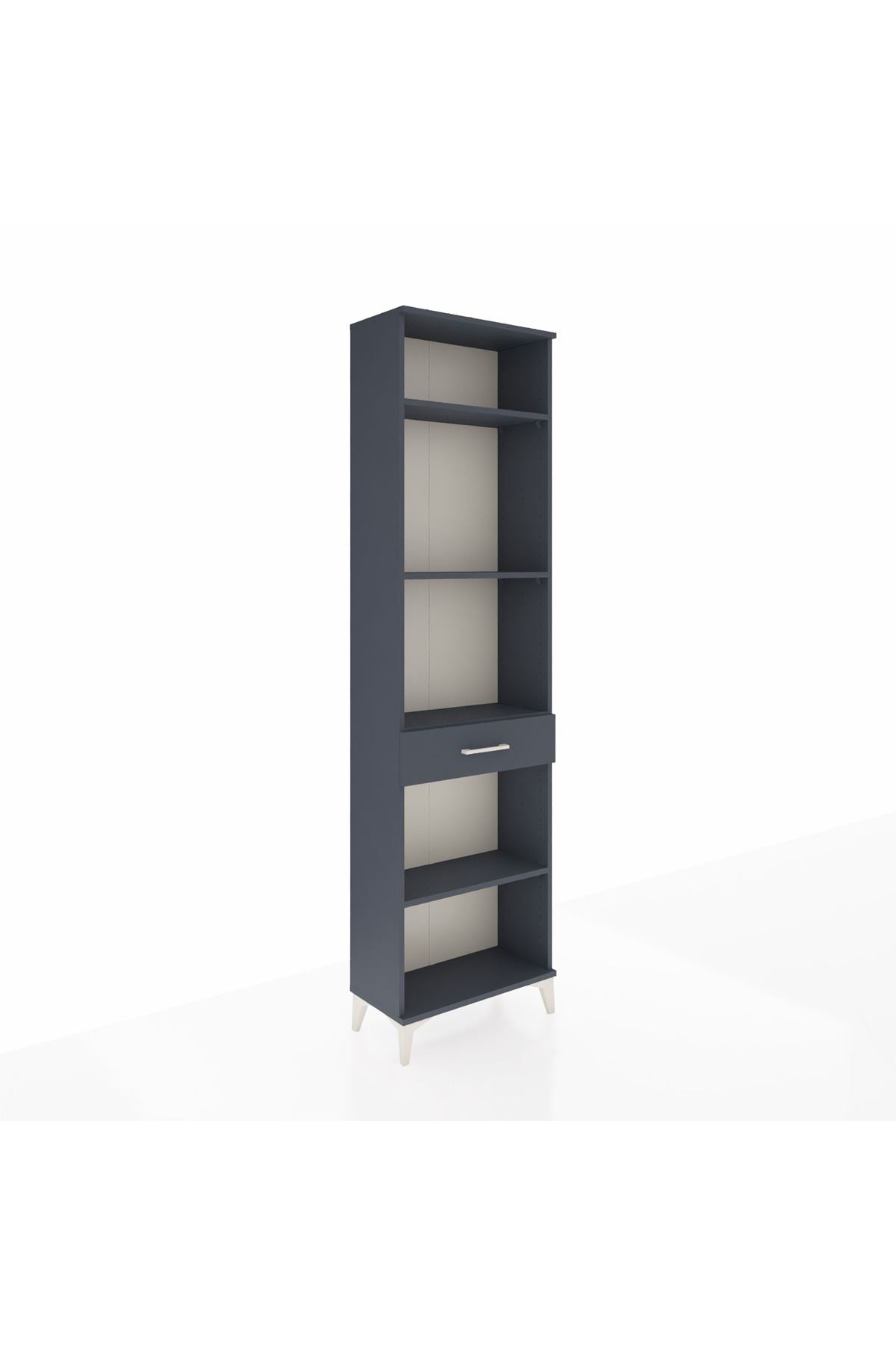 Arges Dolap 4 Raflı Tek Çekmeceli 60x30x221 Antrasit-Antrasit