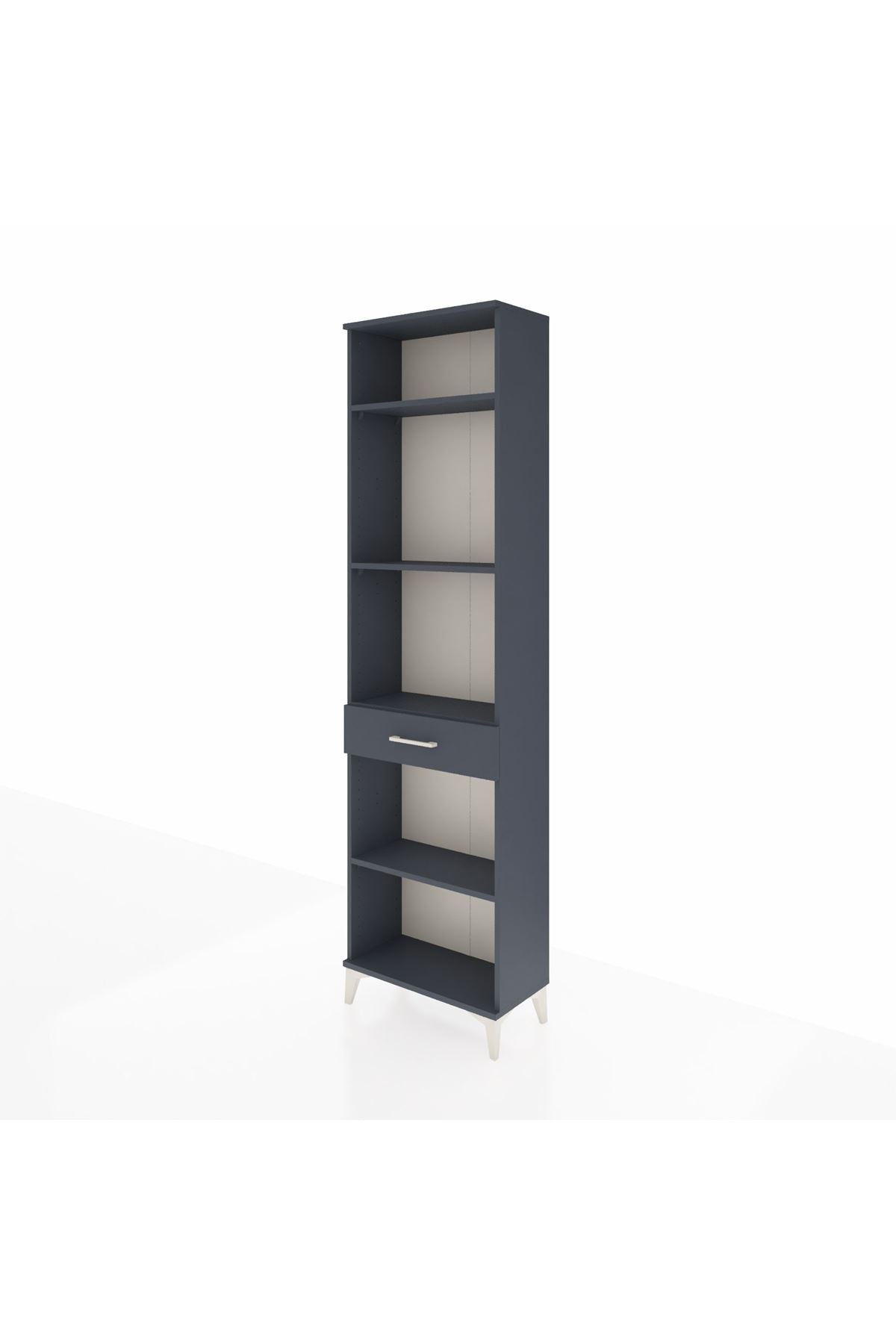 Arges Dolap 4 Raflı Tek Çekmeceli 60x30x221 Antrasit-Antrasit