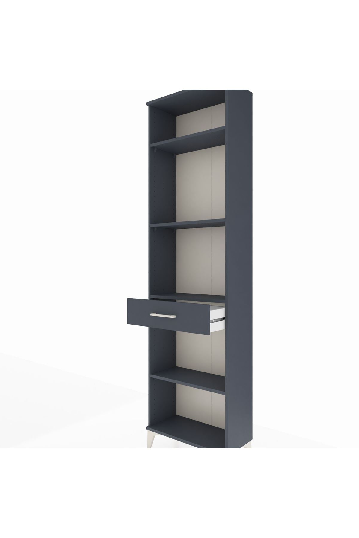 Arges Dolap 4 Raflı Tek Çekmeceli 60x30x221 Antrasit-Antrasit