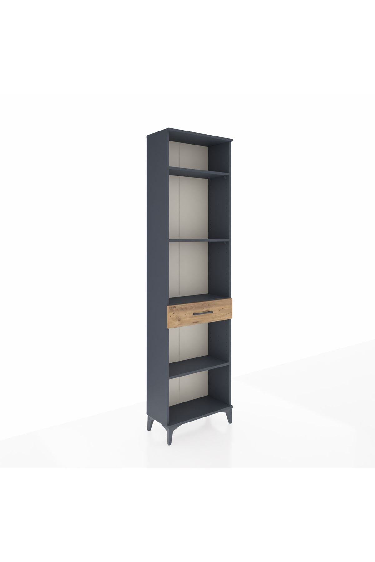 Arges Dolap 4 Raflı Tek Çekmeceli 60x30x221 Antrasit-Çam