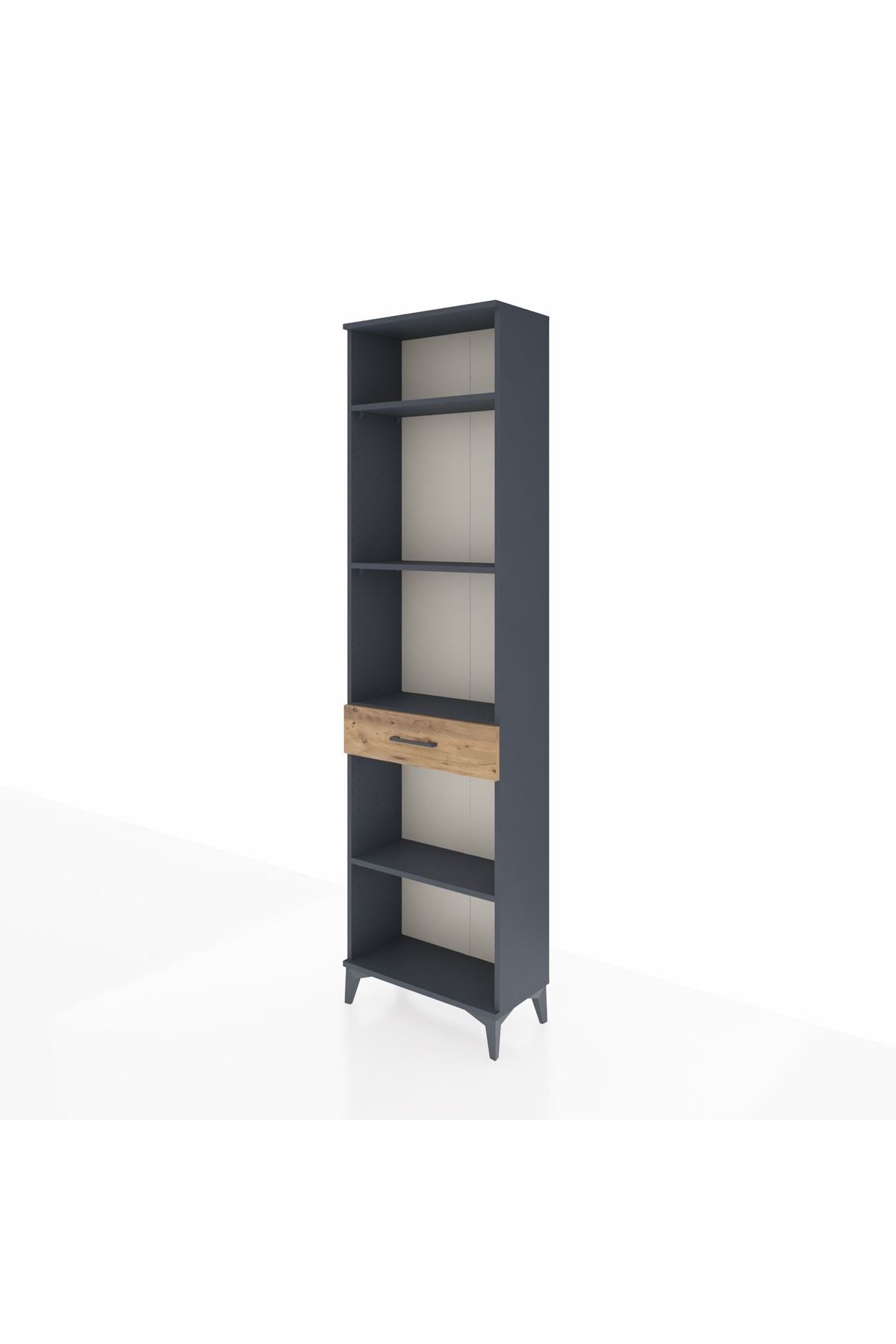 Arges Dolap 4 Raflı Tek Çekmeceli 60x30x221 Antrasit-Çam