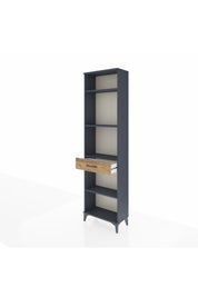 Arges Dolap 4 Raflı Tek Çekmeceli 60x30x221 Antrasit-Çam