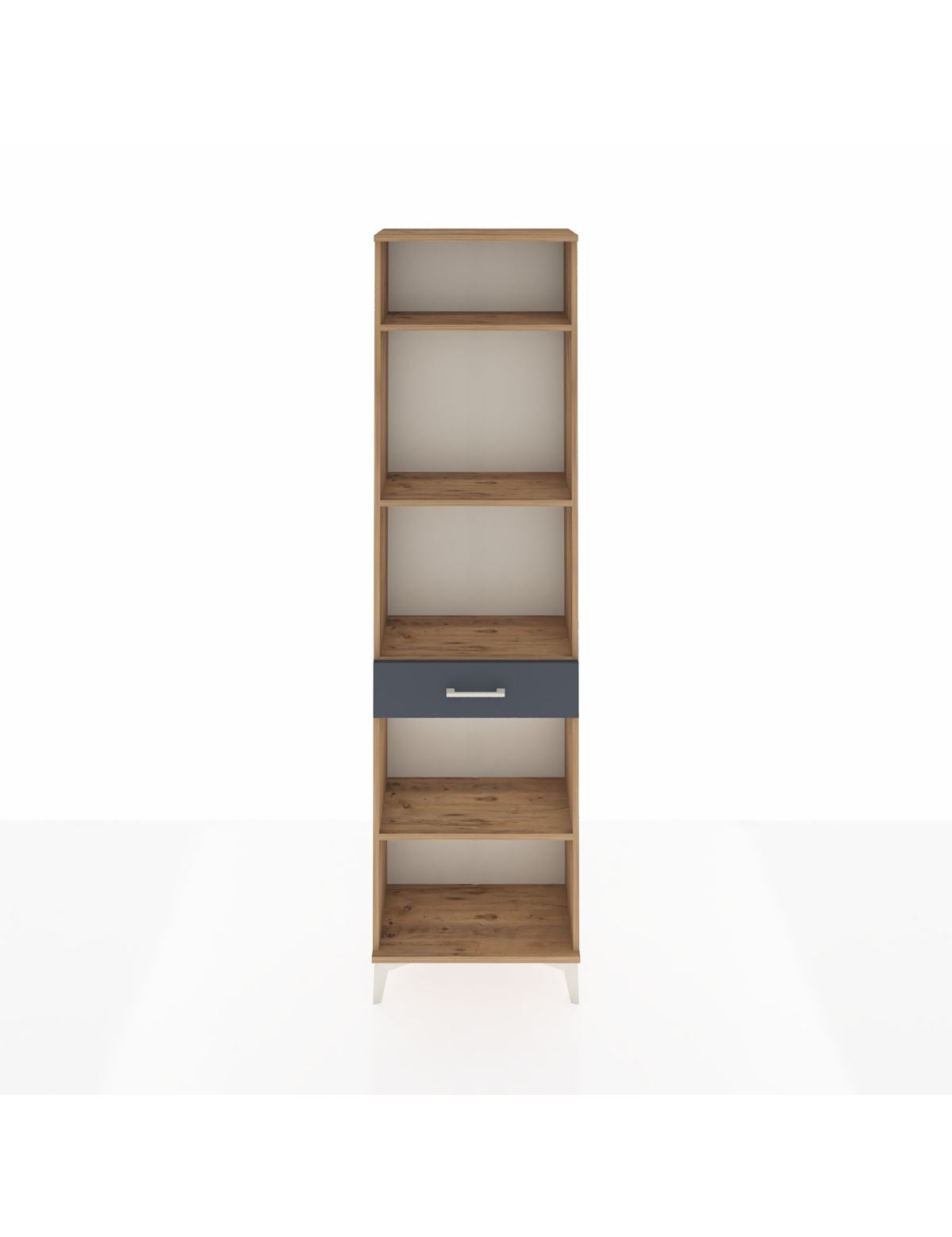 Arges Dolap 4 Raflı Tek Çekmeceli 60x30x221 Çam-Antrasit