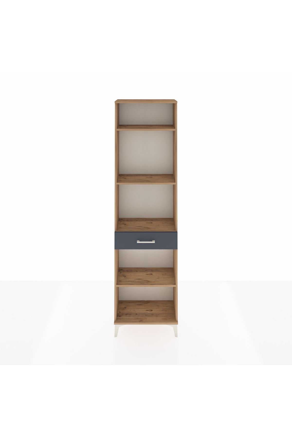 Arges Dolap 4 Raflı Tek Çekmeceli 60x30x221 Çam-Antrasit