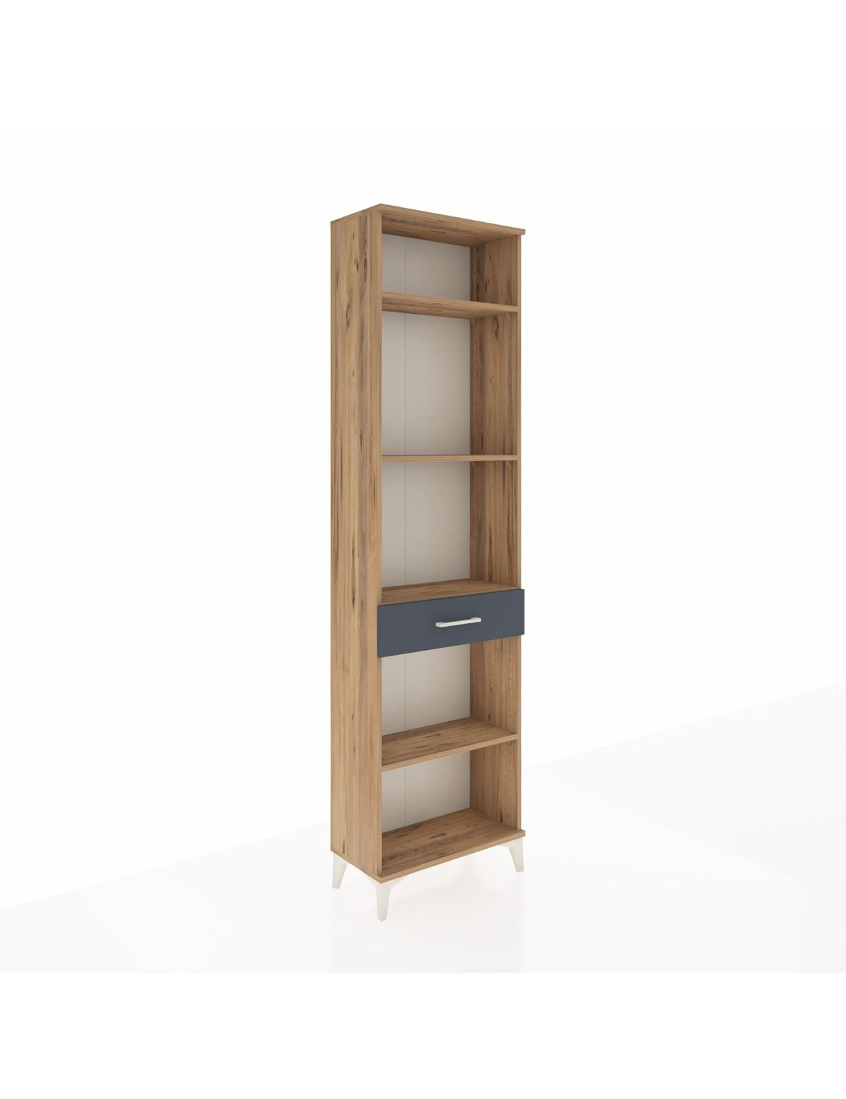 Arges Dolap 4 Raflı Tek Çekmeceli 60x30x221 Çam-Antrasit