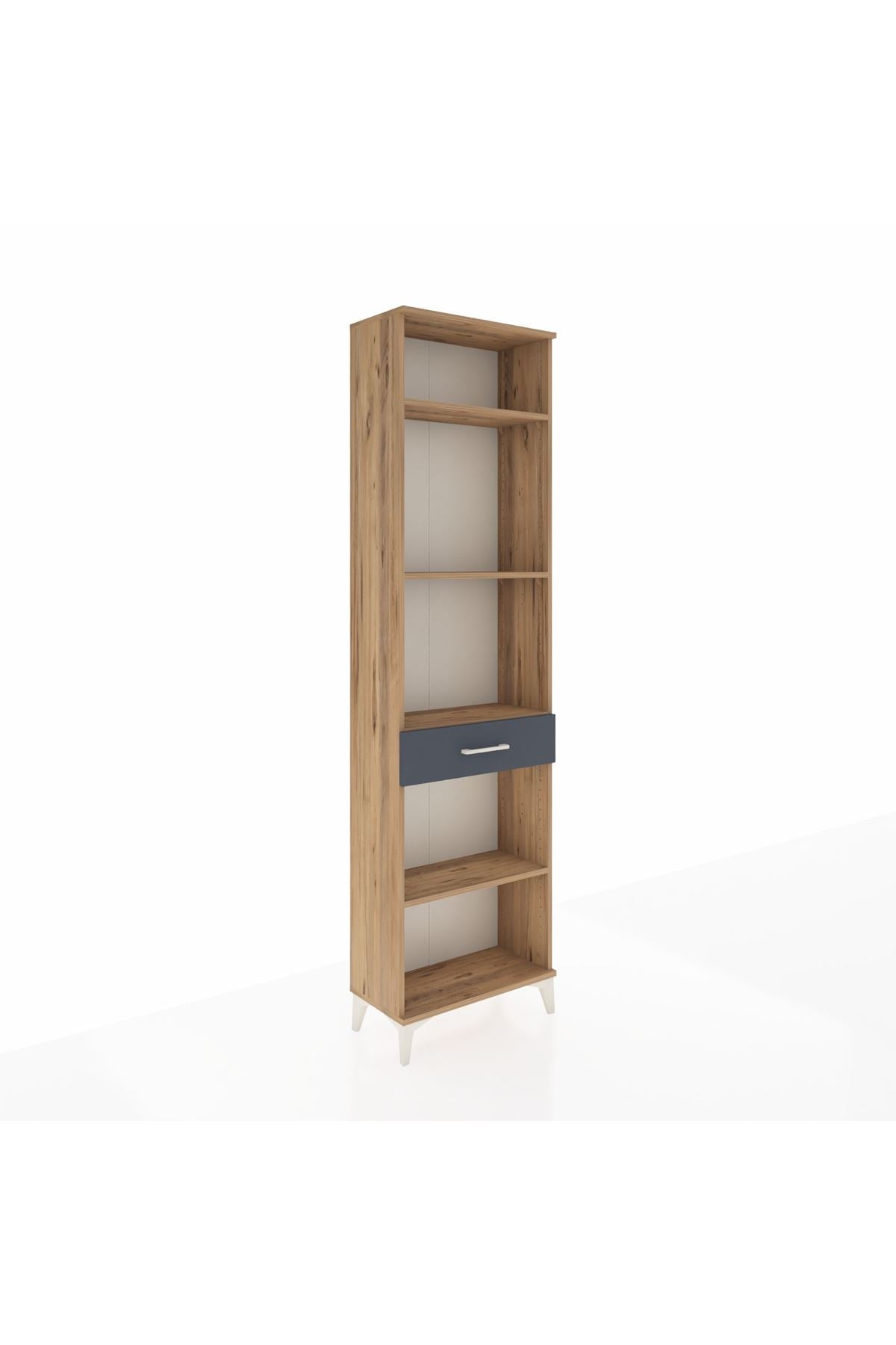 Arges Dolap 4 Raflı Tek Çekmeceli 60x30x221 Çam-Antrasit