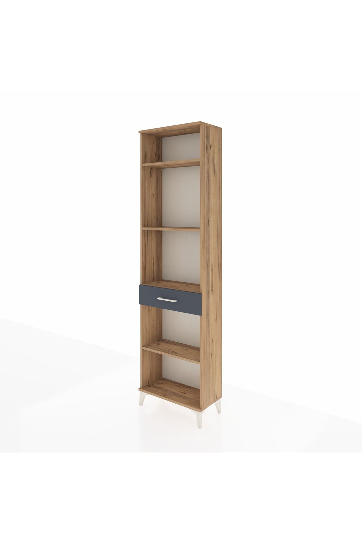 Arges Dolap 4 Raflı Tek Çekmeceli 60x30x221 Çam-Antrasit