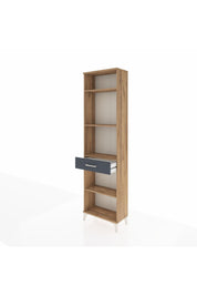 Arges Dolap 4 Raflı Tek Çekmeceli 60x30x221 Çam-Antrasit