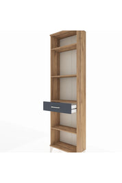 Arges Dolap 4 Raflı Tek Çekmeceli 60x30x221 Çam-Antrasit