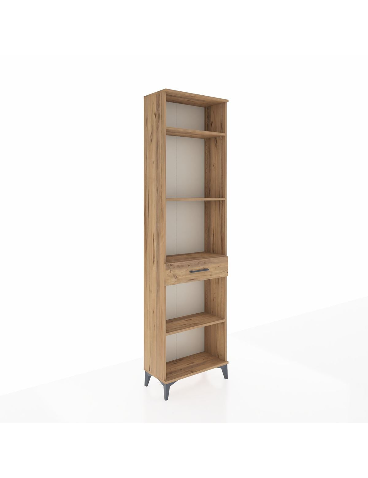 Arges Dolap 4 Raflı Tek Çekmeceli 60x30x221 Çam-Çam