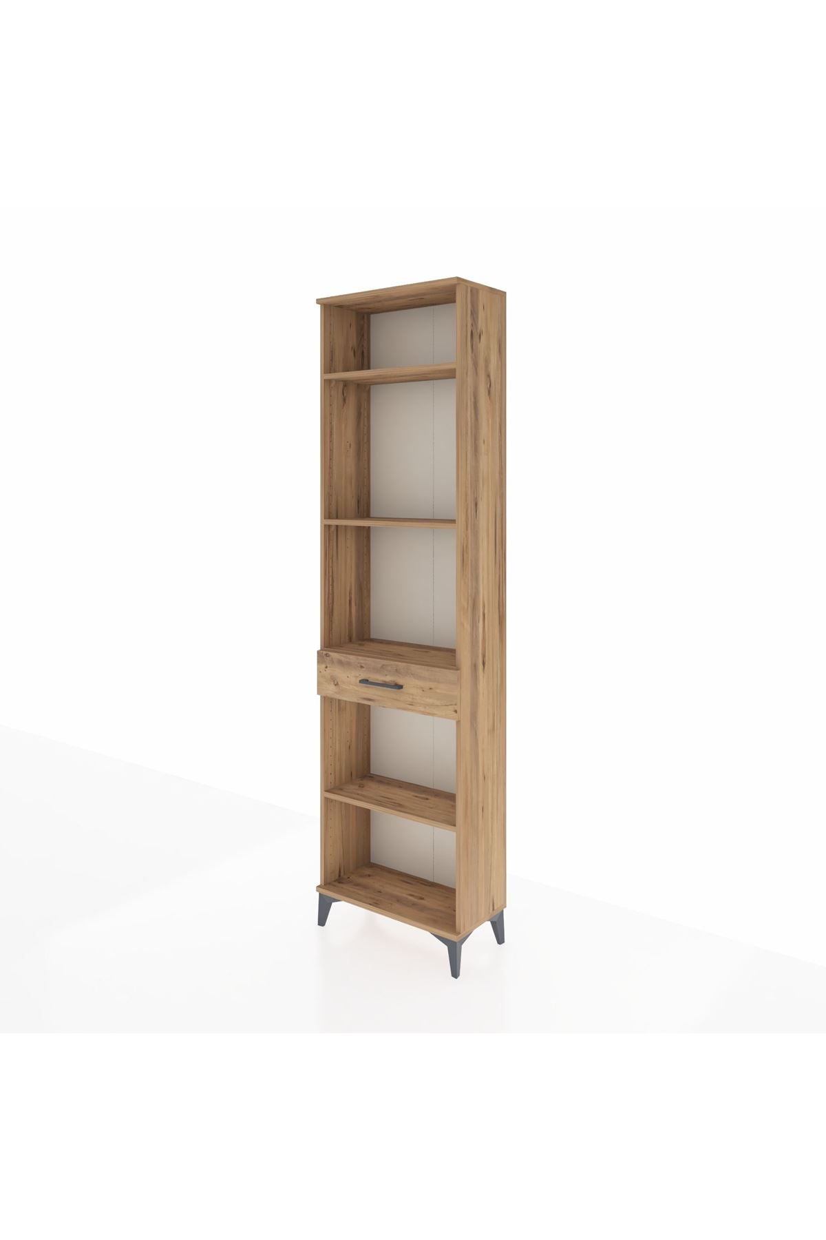 Arges Dolap 4 Raflı Tek Çekmeceli 60x30x221 Çam-Çam