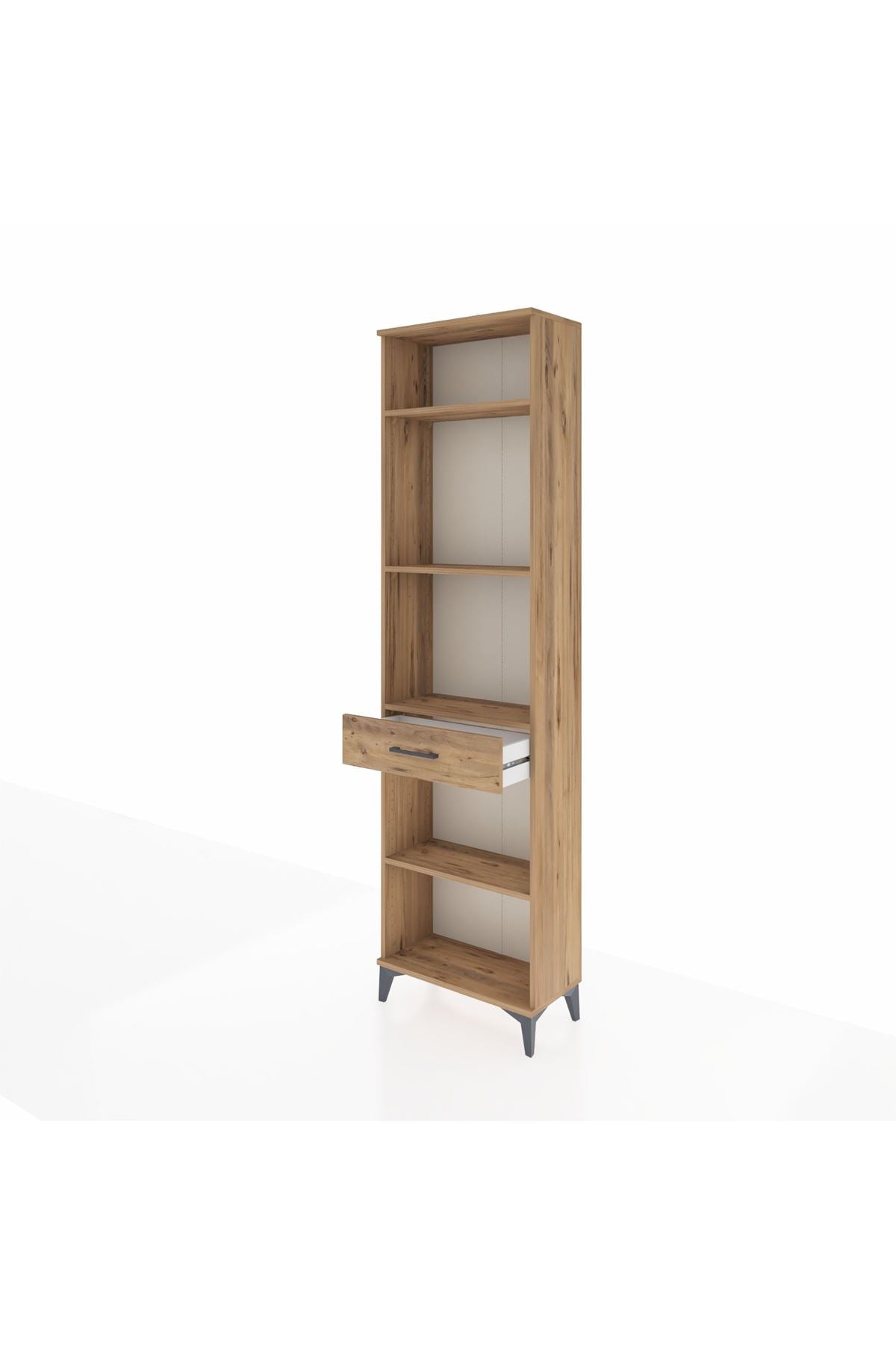 Arges Dolap 4 Raflı Tek Çekmeceli 60x30x221 Çam-Çam