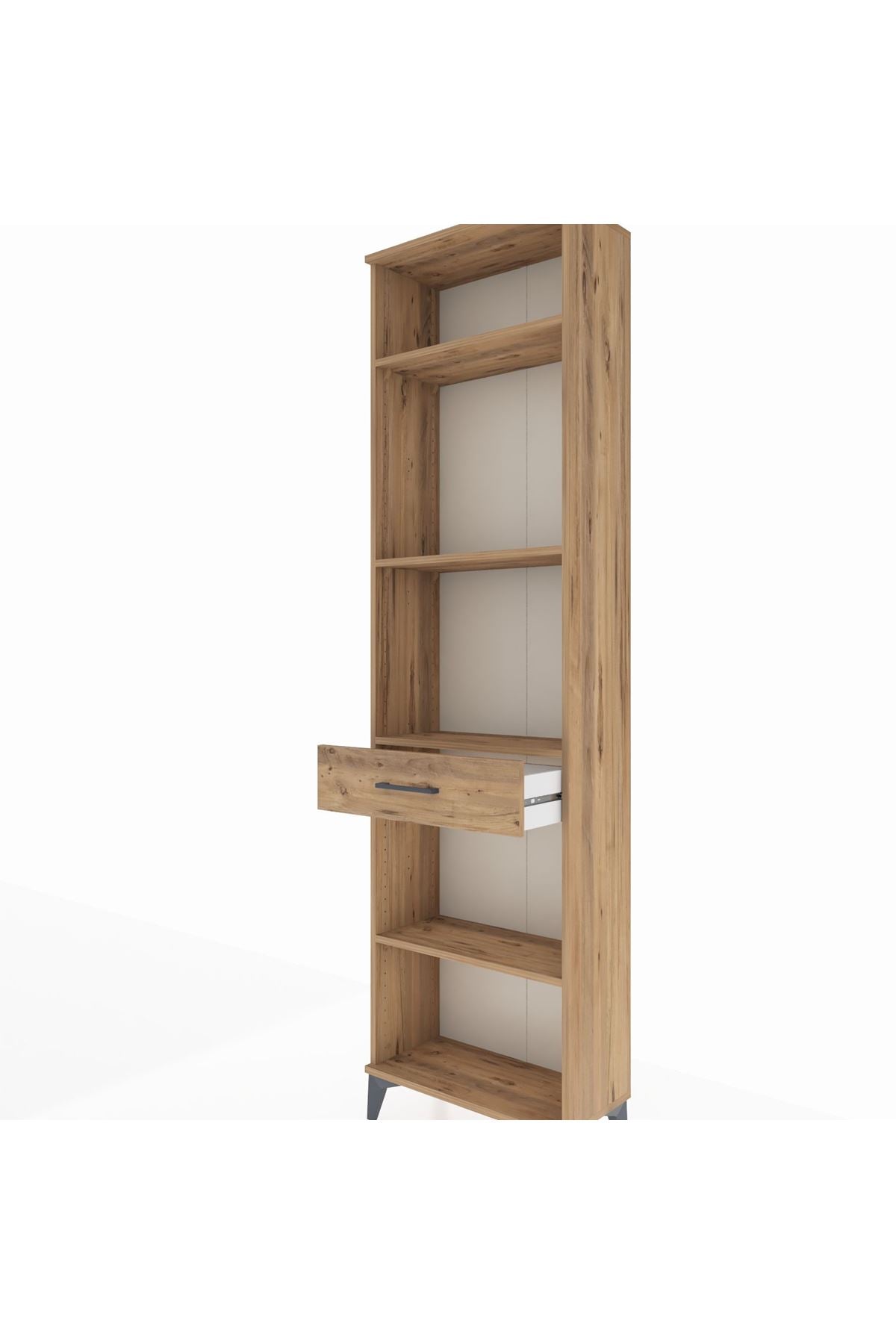 Arges Dolap 4 Raflı Tek Çekmeceli 60x30x221 Çam-Çam