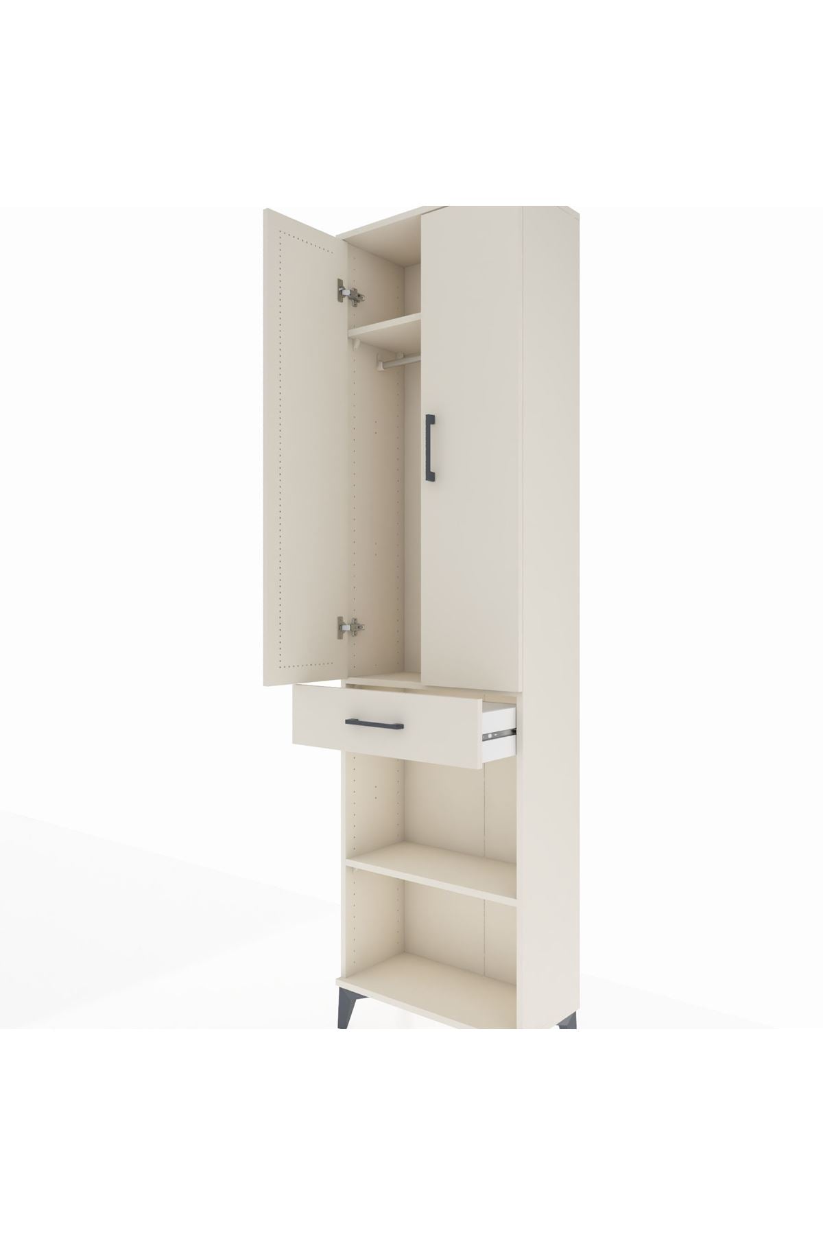 Arges Dolap 3 Raflı Tek Çekmeceli Tek Askılı 60x30x221 Aytaşı-Aytaşı