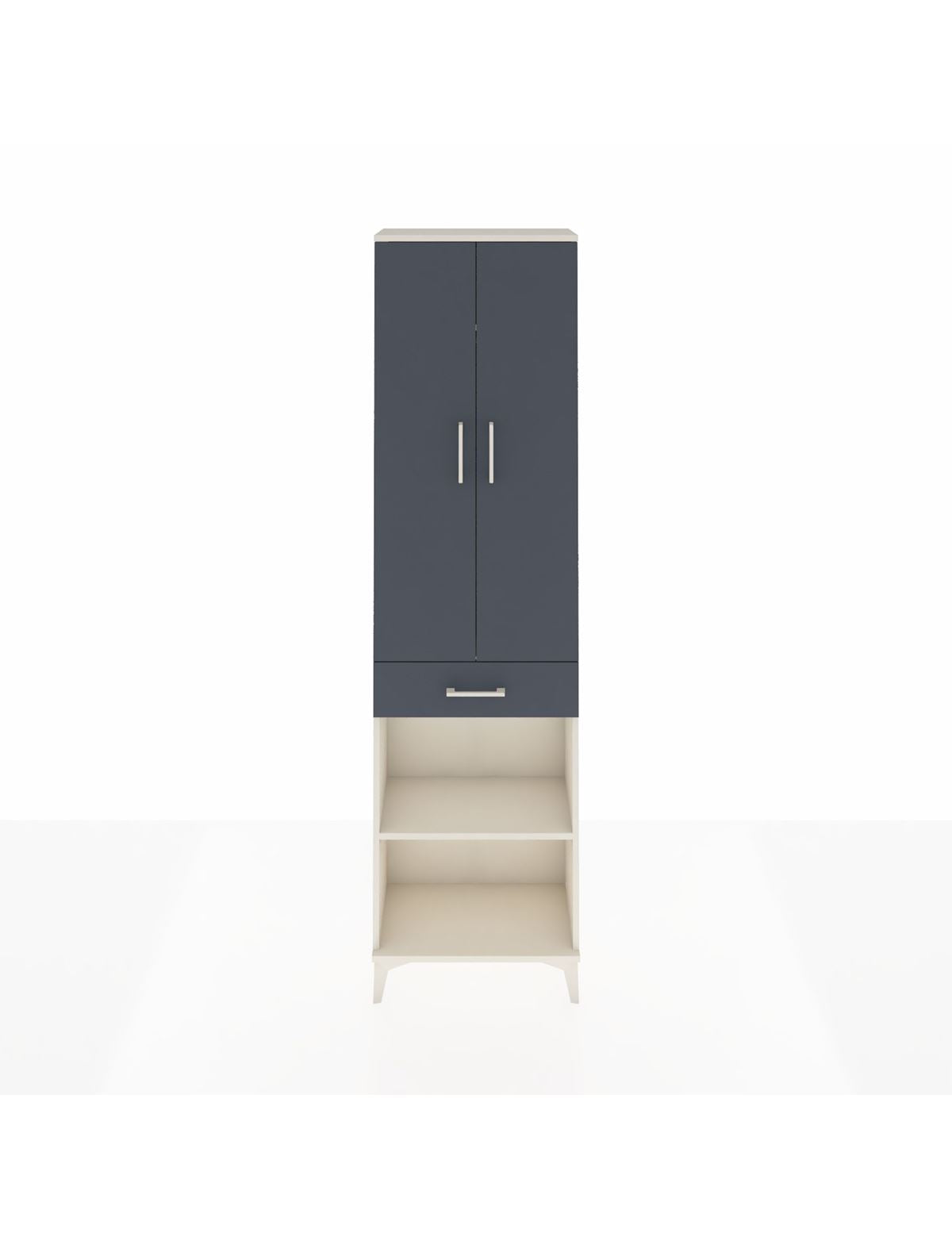 Arges Dolap 3 Raflı Tek Çekmeceli Tek Askılı 60x30x221 Aytaşı-Antrasit