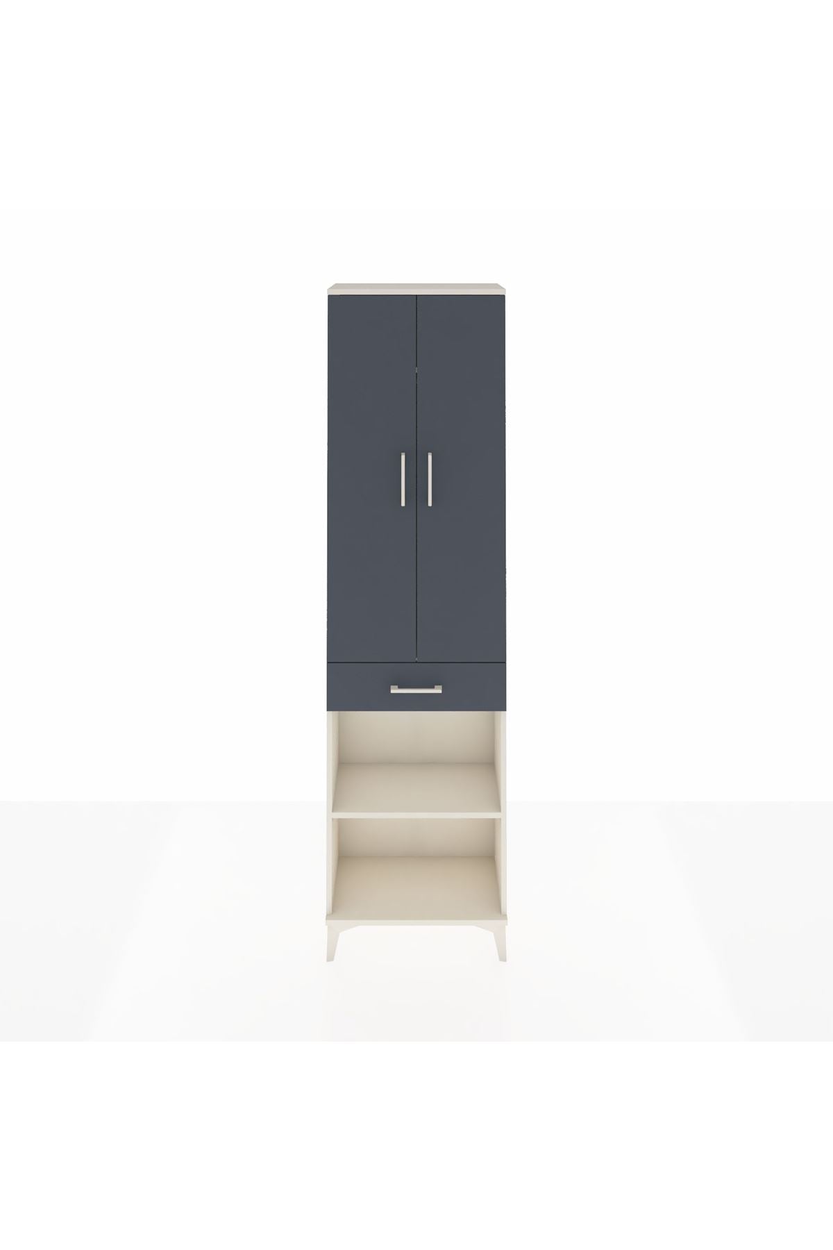 Arges Dolap 3 Raflı Tek Çekmeceli Tek Askılı 60x30x221 Aytaşı-Antrasit