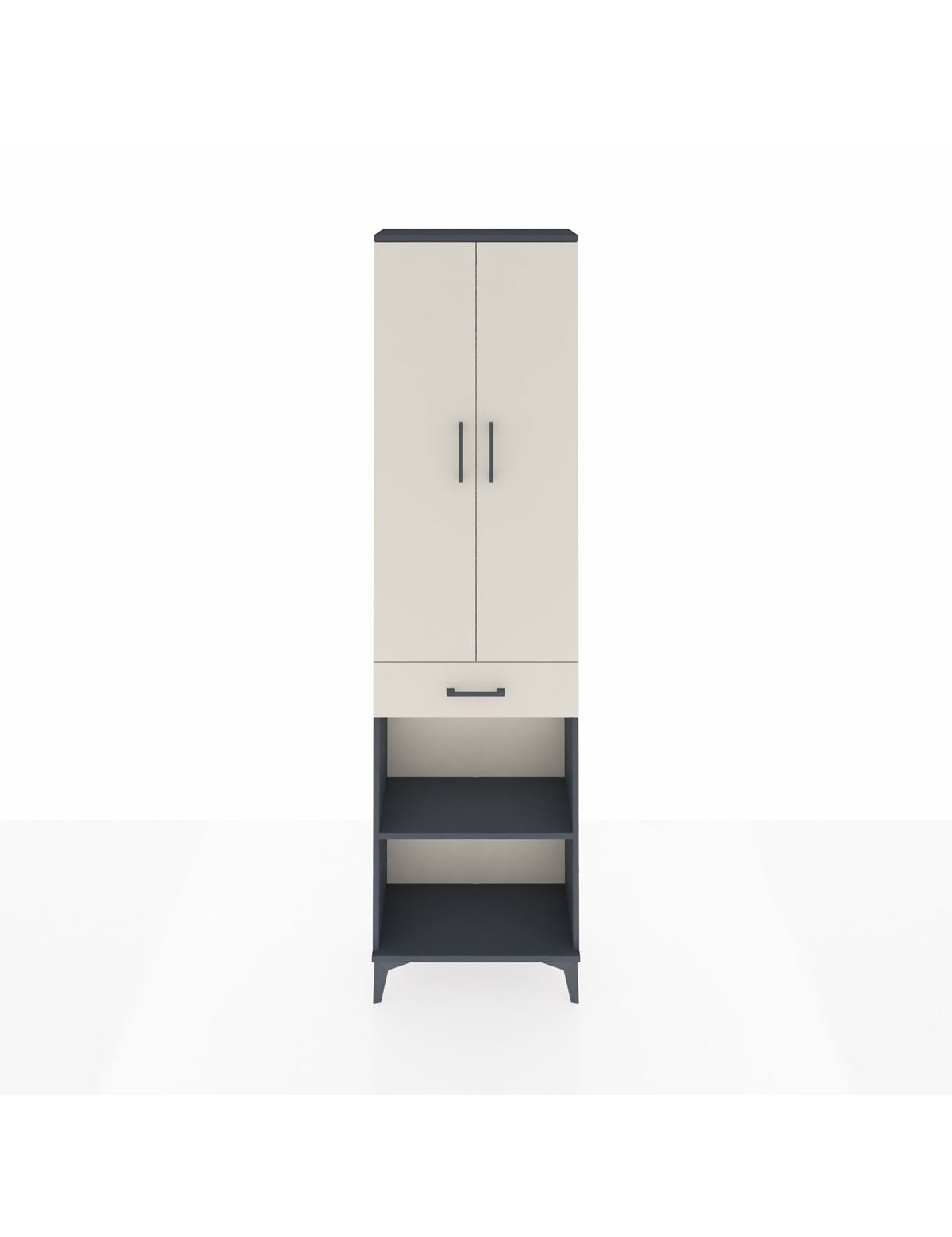 Arges Dolap 3 Raflı Tek Çekmeceli Tek Askılı 60x30x221 Antrasit-Aytaşı