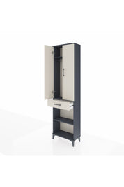 Arges Dolap 3 Raflı Tek Çekmeceli Tek Askılı 60x30x221 Antrasit-Aytaşı