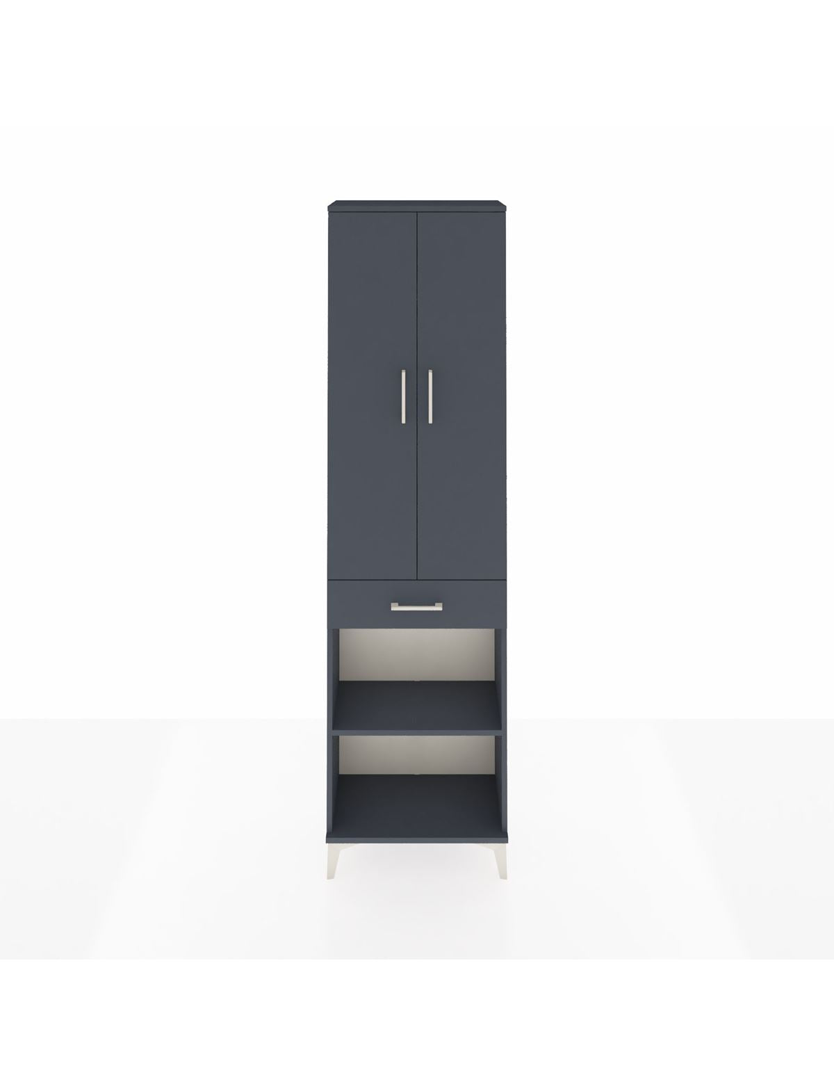 Arges Dolap 3 Raflı Tek Çekmeceli Tek Askılı 60x30x221 Antrasit-Antrasit