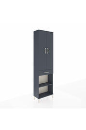 Arges Dolap 3 Raflı Tek Çekmeceli Tek Askılı 60x30x221 Antrasit-Antrasit