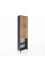 Arges Dolap 3 Raflı Tek Çekmeceli Tek Askılı 60x30x221 Antrasit-Çam