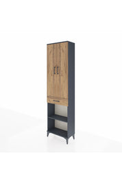 Arges Dolap 3 Raflı Tek Çekmeceli Tek Askılı 60x30x221 Antrasit-Çam