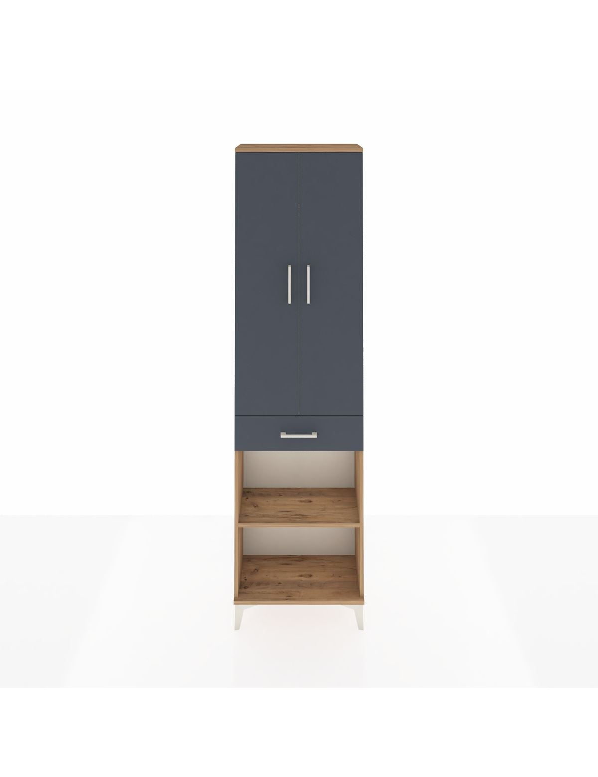 Arges Dolap 3 Raflı Tek Çekmeceli Tek Askılı 60x30x221 Çam-Antrasit