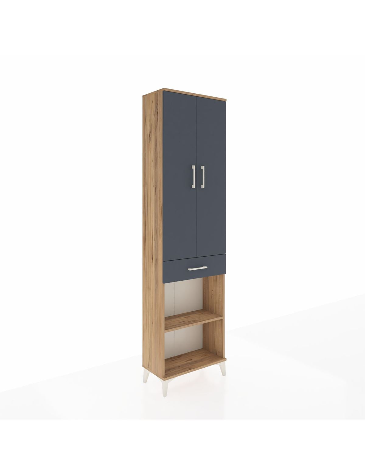 Arges Dolap 3 Raflı Tek Çekmeceli Tek Askılı 60x30x221 Çam-Antrasit