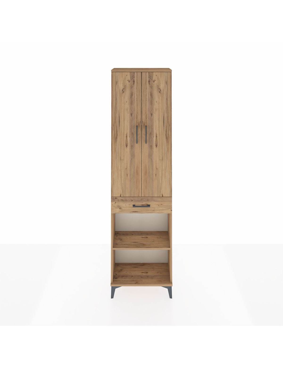 Arges Dolap 3 Raflı Tek Çekmeceli Tek Askılı 60x30x221 Çam-Çam